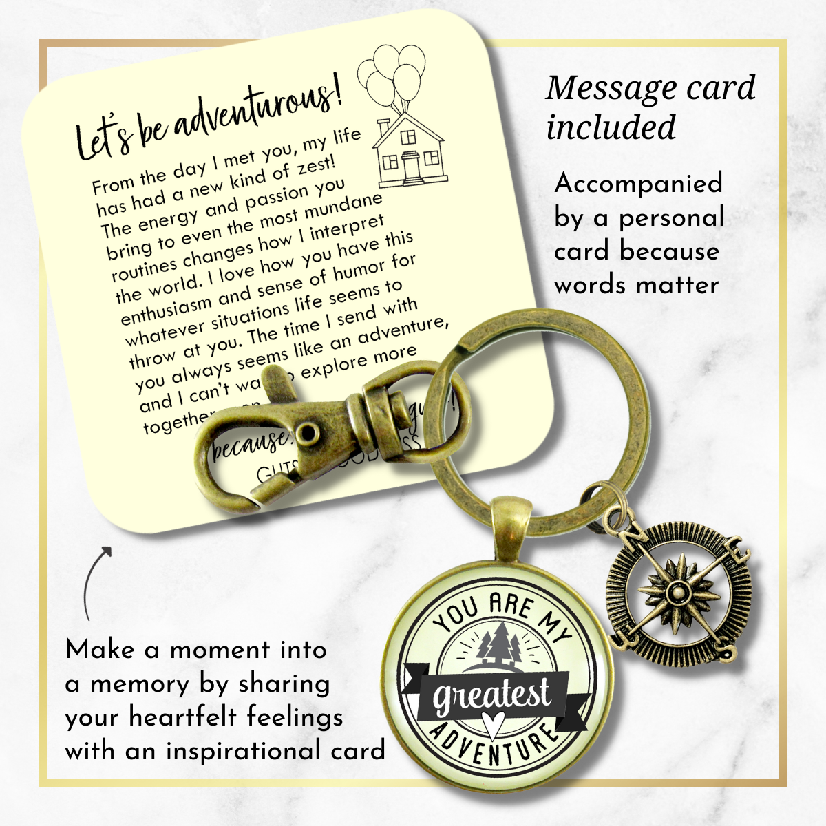 You are My Greatest Adventure Compass Keychain Romantic Couple Gift  Keychain - Unisex - Gutsy Goodness Handmade Jewelry