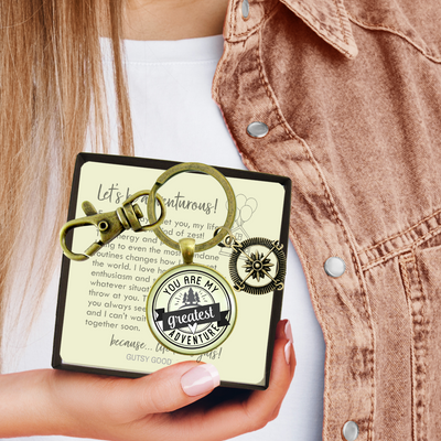 You are My Greatest Adventure Compass Keychain Romantic Couple Gift  Keychain - Unisex - Gutsy Goodness Handmade Jewelry