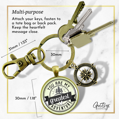 You are My Greatest Adventure Compass Keychain Romantic Couple Gift  Keychain - Unisex - Gutsy Goodness Handmade Jewelry
