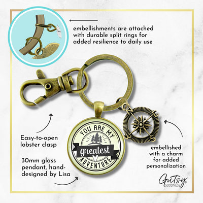 You are My Greatest Adventure Compass Keychain Romantic Couple Gift  Keychain - Unisex - Gutsy Goodness Handmade Jewelry
