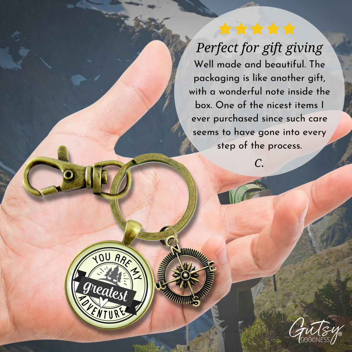 You are My Greatest Adventure Compass Keychain Romantic Couple Gift  Keychain - Unisex - Gutsy Goodness Handmade Jewelry