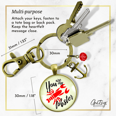You are My Lobster Love Keychain Vintage Red Nautical Romantic Couple Quote Anchor - Gutsy Goodness