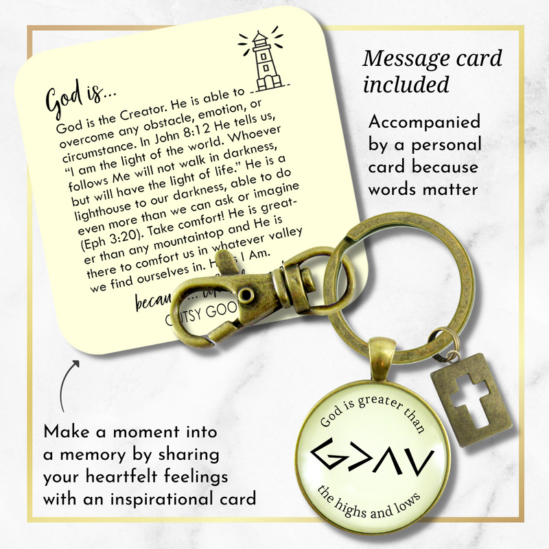 He is Greater Than the Highs and Lows Keychain Hipster Symbol Jewelry Pendant - Gutsy Goodness Handmade Jewelry;He Is Greater Than The Highs And Lows Keychain Hipster Symbol Jewelry Pendant - Gutsy Goodness Handmade Jewelry Gifts