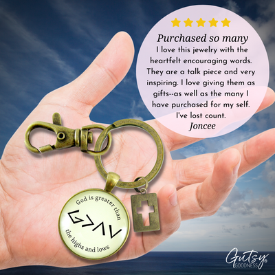 He is Greater Than the Highs and Lows Keychain Hipster Symbol Jewelry Pendant - Gutsy Goodness Handmade Jewelry;He Is Greater Than The Highs And Lows Keychain Hipster Symbol Jewelry Pendant - Gutsy Goodness Handmade Jewelry Gifts