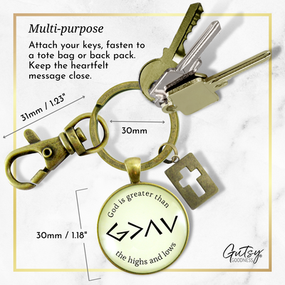 He is Greater Than the Highs and Lows Keychain Hipster Symbol Jewelry Pendant - Gutsy Goodness Handmade Jewelry;He Is Greater Than The Highs And Lows Keychain Hipster Symbol Jewelry Pendant - Gutsy Goodness Handmade Jewelry Gifts