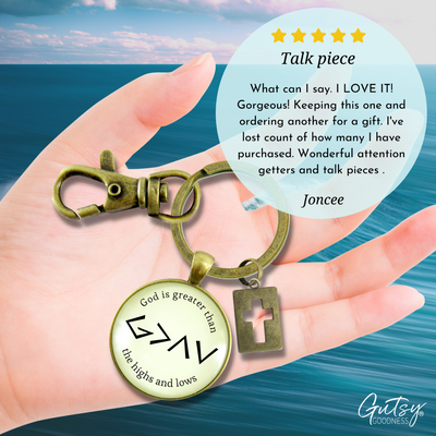 He is Greater Than the Highs and Lows Keychain Hipster Symbol Jewelry Pendant - Gutsy Goodness Handmade Jewelry;He Is Greater Than The Highs And Lows Keychain Hipster Symbol Jewelry Pendant - Gutsy Goodness Handmade Jewelry Gifts