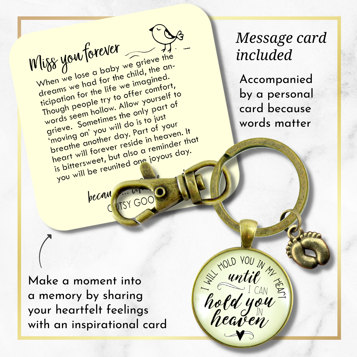 Miscarriage Keychain I Hold You in Heart Baby Remembrance Gift For Dad Father - Gutsy Goodness Handmade Jewelry;Miscarriage Keychain I Hold You In Heart Baby Remembrance Gift For Dad Father - Gutsy Goodness Handmade Jewelry Gifts