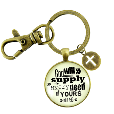 God's Promise Keychain God Will Supply Every Need Of Yours Bold Religious Bible Quote Jewelry - Gutsy Goodness Handmade Jewelry;God's Promise Keychain God Will Supply Every Need Of Yours Bold Religious Bible Quote Jewelry - Gutsy Goodness Handmade Jewelry Gifts