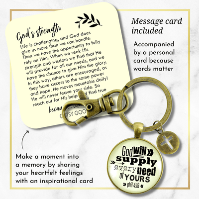 God's Promise Keychain God Will Supply Every Need Of Yours Bold Religious Bible Quote Jewelry - Gutsy Goodness Handmade Jewelry;God's Promise Keychain God Will Supply Every Need Of Yours Bold Religious Bible Quote Jewelry - Gutsy Goodness Handmade Jewelry Gifts