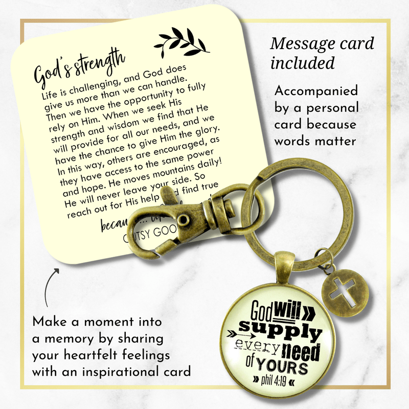 God's Promise Keychain God Will Supply Every Need Of Yours Bold Religious Bible Quote Jewelry - Gutsy Goodness Handmade Jewelry;God's Promise Keychain God Will Supply Every Need Of Yours Bold Religious Bible Quote Jewelry - Gutsy Goodness Handmade Jewelry Gifts