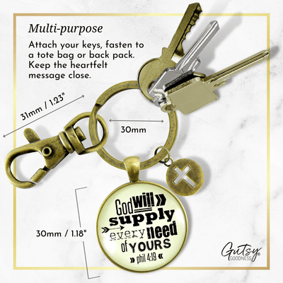 God's Promise Keychain God Will Supply Every Need Of Yours Bold Religious Bible Quote Jewelry - Gutsy Goodness Handmade Jewelry;God's Promise Keychain God Will Supply Every Need Of Yours Bold Religious Bible Quote Jewelry - Gutsy Goodness Handmade Jewelry Gifts
