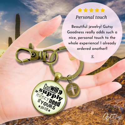 God's Promise Keychain God Will Supply Every Need Of Yours Bold Religious Bible Quote Jewelry - Gutsy Goodness Handmade Jewelry;God's Promise Keychain God Will Supply Every Need Of Yours Bold Religious Bible Quote Jewelry - Gutsy Goodness Handmade Jewelry Gifts