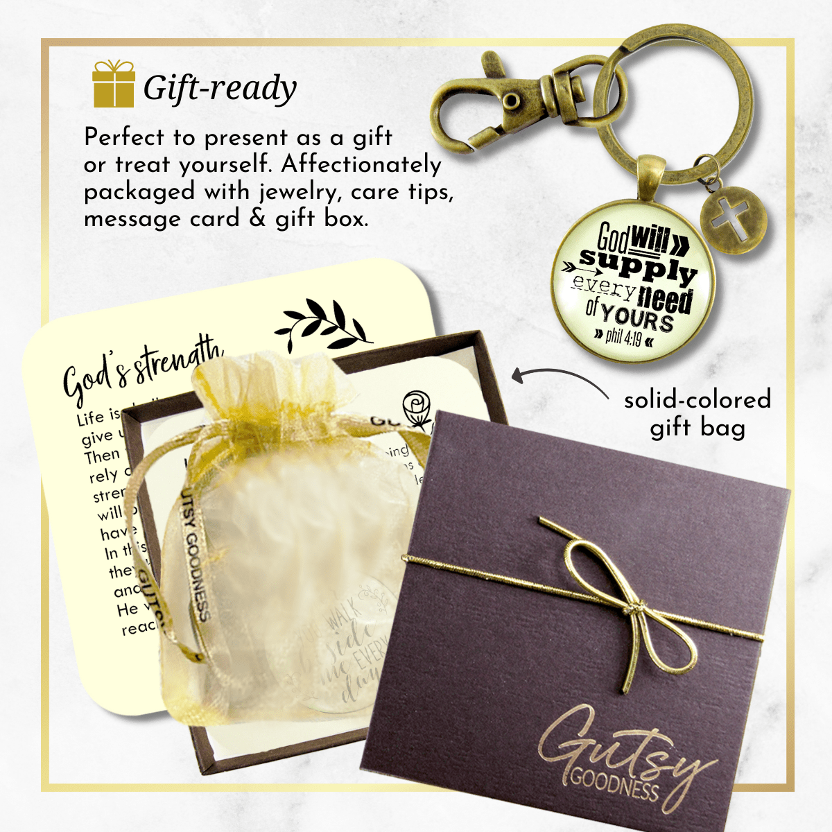 God's Promise Keychain God Will Supply Every Need Of Yours Bold Religious Bible Quote Jewelry - Gutsy Goodness Handmade Jewelry;God's Promise Keychain God Will Supply Every Need Of Yours Bold Religious Bible Quote Jewelry - Gutsy Goodness Handmade Jewelry Gifts