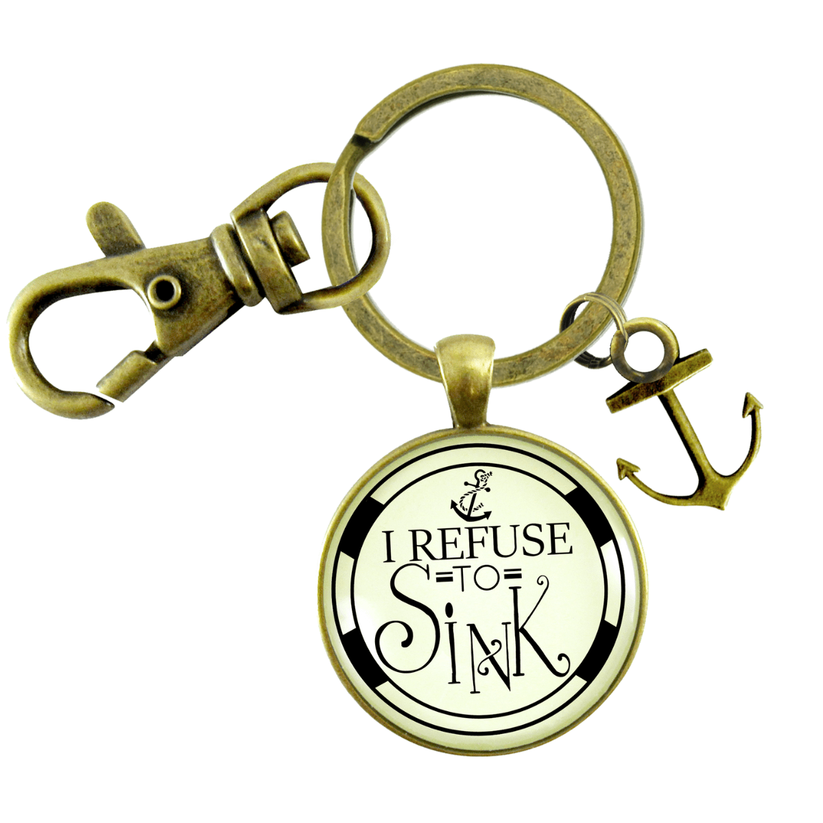 Anchor Keychain I Refuse to Sink Courage Nautical Theme Charm Jewelry - Gutsy Goodness