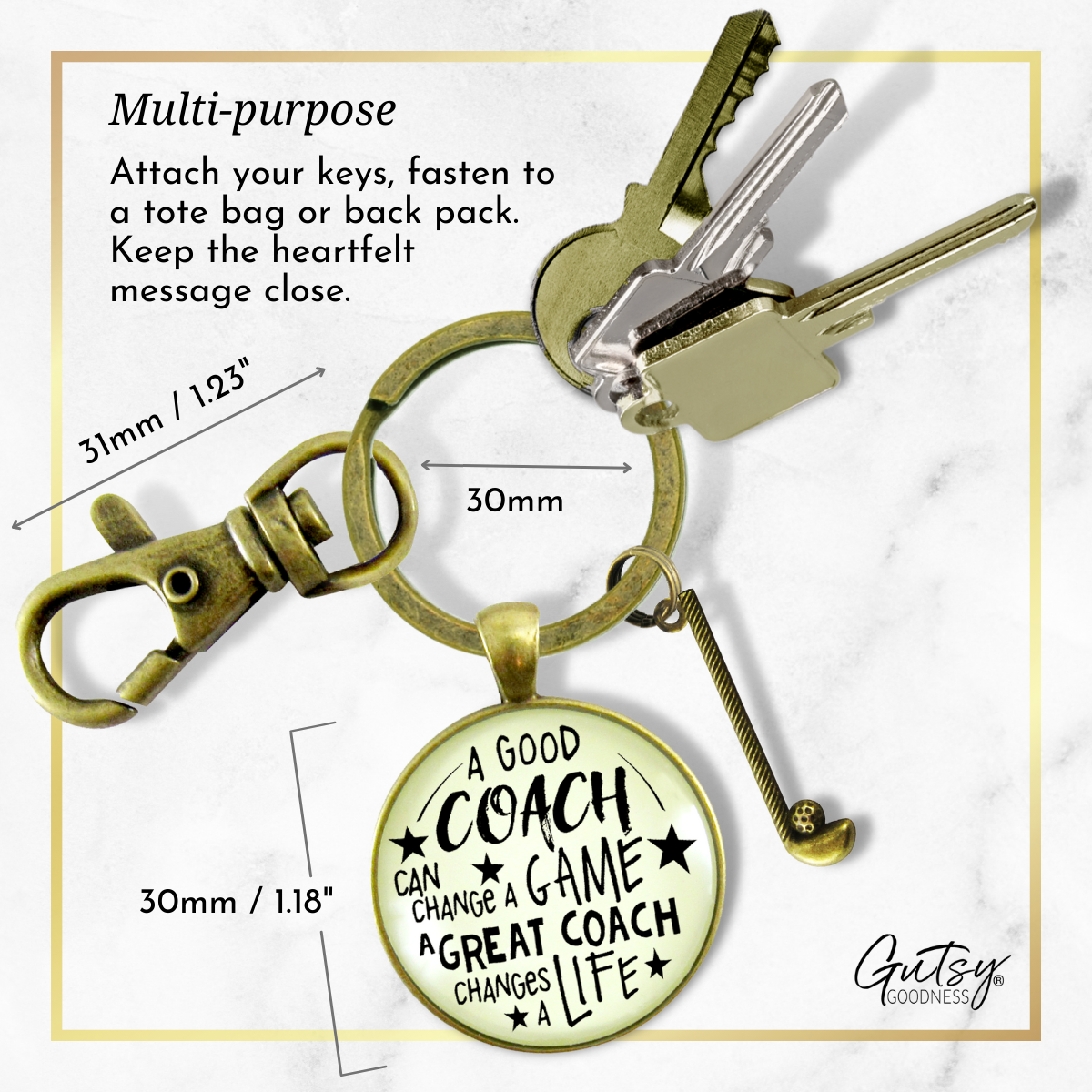 Golf Coaching Sport Keychain Great Coach Changes Life Thank You Gift Club Charm - Gutsy Goodness Handmade Jewelry;Golf Coaching Sport Keychain Great Coach Changes Life Thank You Gift Club Charm - Gutsy Goodness Handmade Jewelry Gifts