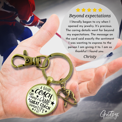 Hockey Coaching Sport Keychain Great Coach Changes Life Thank You Gift - Gutsy Goodness Handmade Jewelry;Hockey Coaching Sport Keychain Great Coach Changes Life Thank You Gift - Gutsy Goodness Handmade Jewelry Gifts