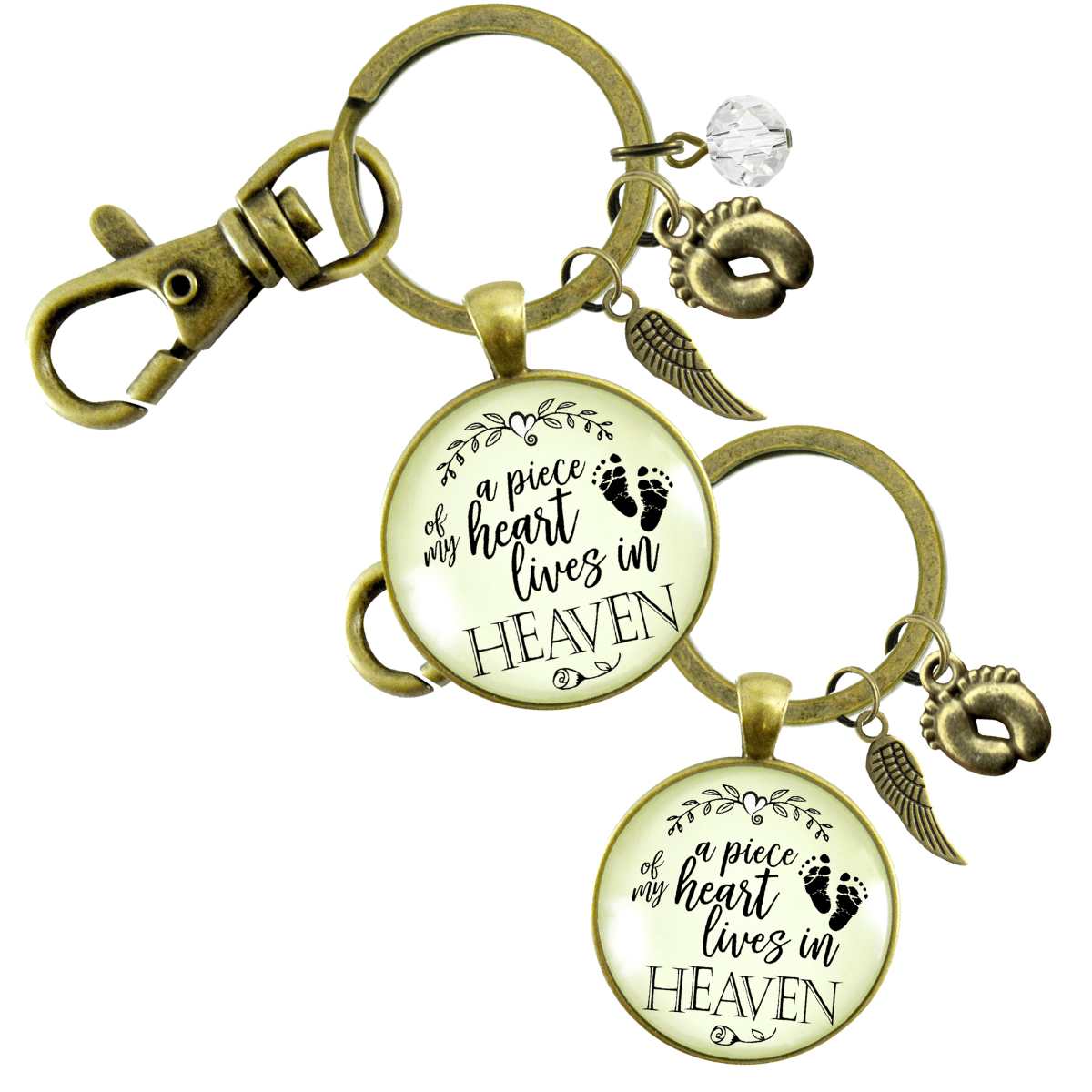 Baby Loss Memorial Set of 2 Keychains For Mom & Dad A Piece Of My Heart in Heaven Miscarriage - Gutsy Goodness