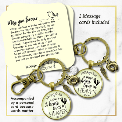 Baby Loss Memorial Set of 2 Keychains For Mom & Dad A Piece Of My Heart in Heaven Miscarriage - Gutsy Goodness