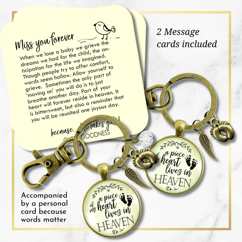 Baby Loss Memorial Set of 2 Keychains For Mom & Dad A Piece Of My Heart in Heaven Miscarriage - Gutsy Goodness