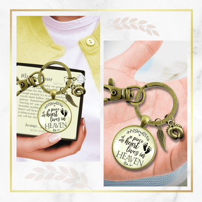 Baby Loss Memorial Set of 2 Keychains For Mom & Dad A Piece Of My Heart in Heaven Miscarriage - Gutsy Goodness