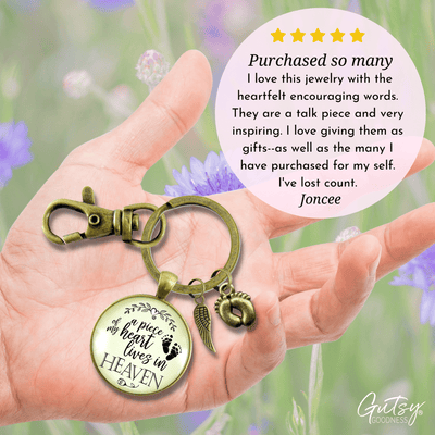 Baby Loss Memorial Set of 2 Keychains For Mom & Dad A Piece Of My Heart in Heaven Miscarriage - Gutsy Goodness