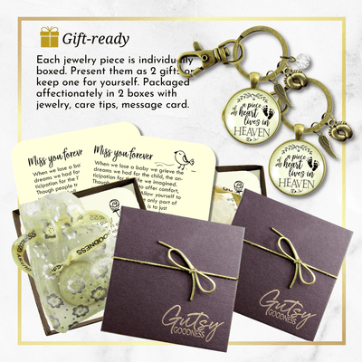 Baby Loss Memorial Set of 2 Keychains For Mom & Dad A Piece Of My Heart in Heaven Miscarriage - Gutsy Goodness
