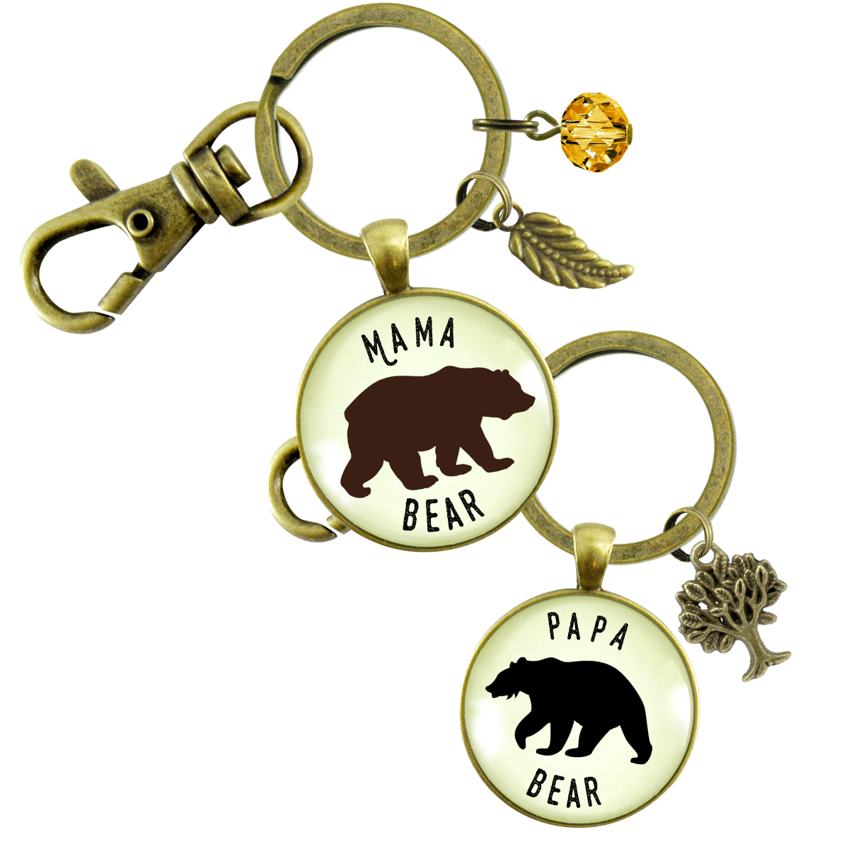 Mama Bear Papa Bear Matching Keychains Grandparent Gift New Parents Baby Shower - Gutsy Goodness