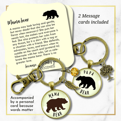 Mama Bear Papa Bear Matching Keychains Grandparent Gift New Parents Baby Shower - Gutsy Goodness
