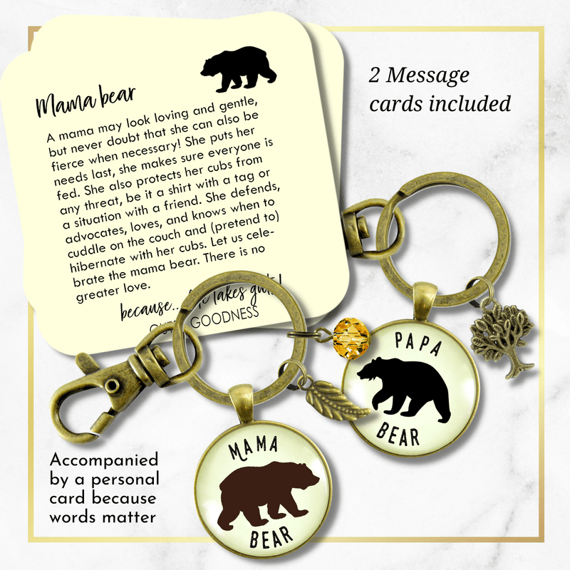 Mama Bear Papa Bear Matching Keychains Grandparent Gift New Parents Baby Shower - Gutsy Goodness