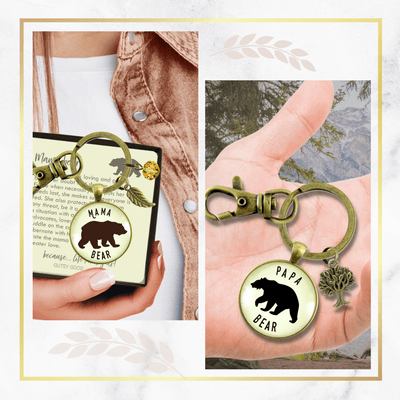 Mama Bear Papa Bear Matching Keychains Grandparent Gift New Parents Baby Shower - Gutsy Goodness