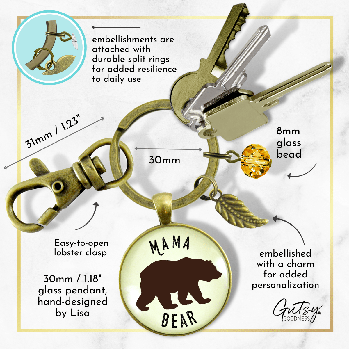Mama Bear Papa Bear Matching Keychains Grandparent Gift New Parents Baby Shower - Gutsy Goodness