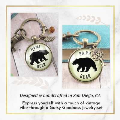 Mama Bear Papa Bear Matching Keychains Grandparent Gift New Parents Baby Shower - Gutsy Goodness