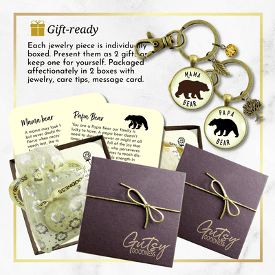 Mama Bear Papa Bear Matching Keychains Grandparent Gift New Parents Baby Shower - Gutsy Goodness