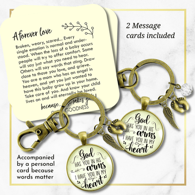Baby Loss Memorial Set of 2 Keychains For Mom & Dad God Has You In His Arms Heaven Miscarriage - Gutsy Goodness