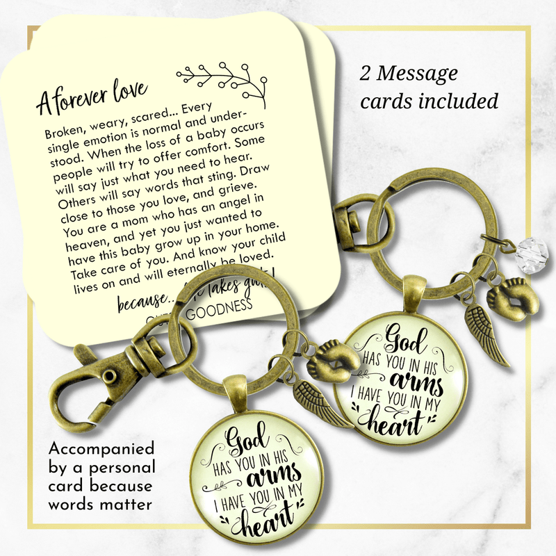 Baby Loss Memorial Set of 2 Keychains For Mom & Dad God Has You In His Arms Heaven Miscarriage - Gutsy Goodness