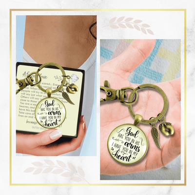 Baby Loss Memorial Set of 2 Keychains For Mom & Dad God Has You In His Arms Heaven Miscarriage - Gutsy Goodness