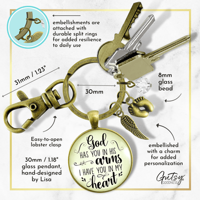 Baby Loss Memorial Set of 2 Keychains For Mom & Dad God Has You In His Arms Heaven Miscarriage - Gutsy Goodness