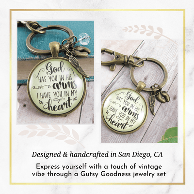 Baby Loss Memorial Set of 2 Keychains For Mom & Dad God Has You In His Arms Heaven Miscarriage - Gutsy Goodness