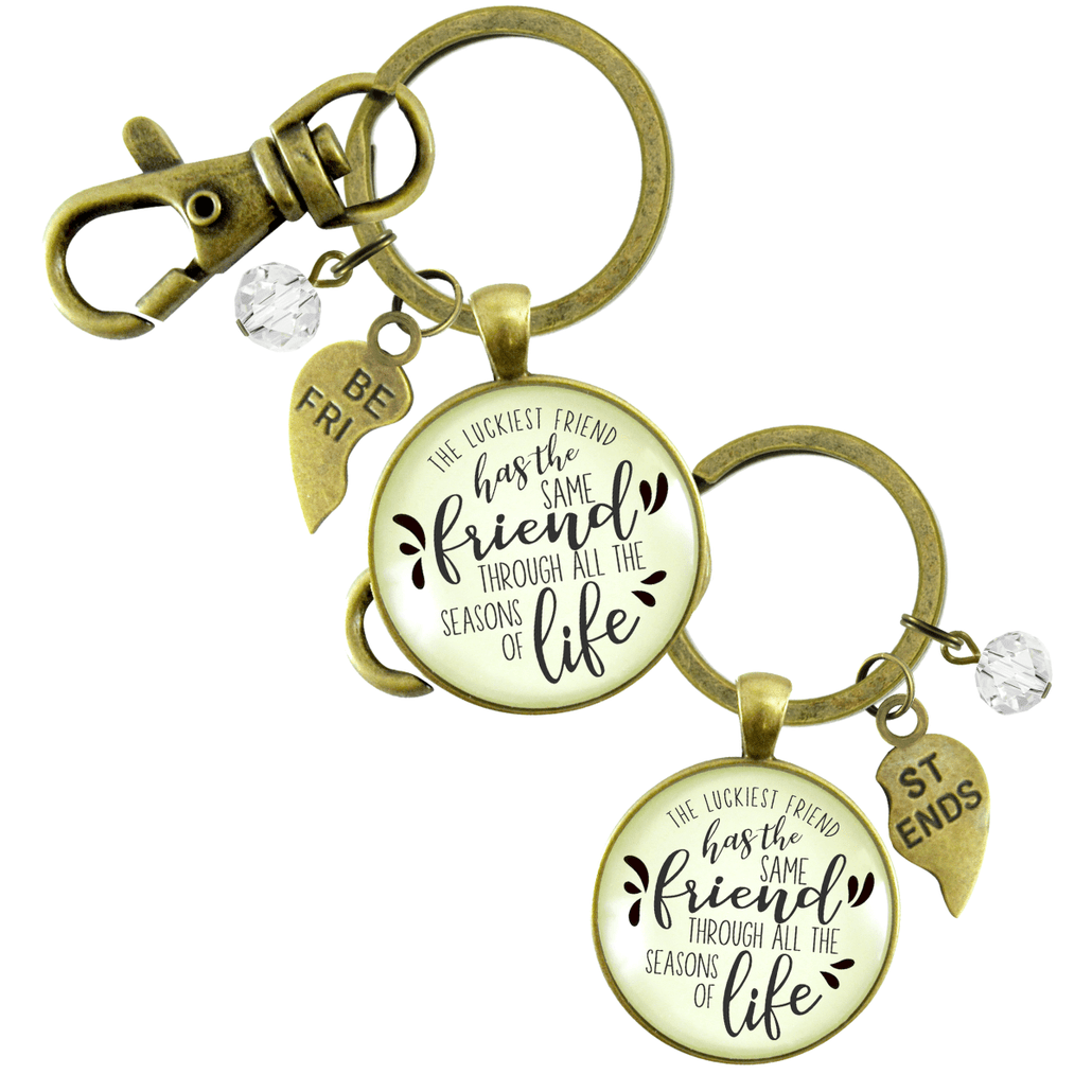 Best Friends Keychains Set of 2 The Luckiest Has Same Seasons of Life Jewelry