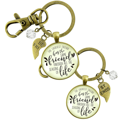 Best Friends Keychains Set of 2 The Luckiest Has Same Seasons of Life Jewelry - Gutsy Goodness