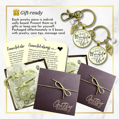 Best Friends Keychains Set of 2 The Luckiest Has Same Seasons of Life Jewelry - Gutsy Goodness