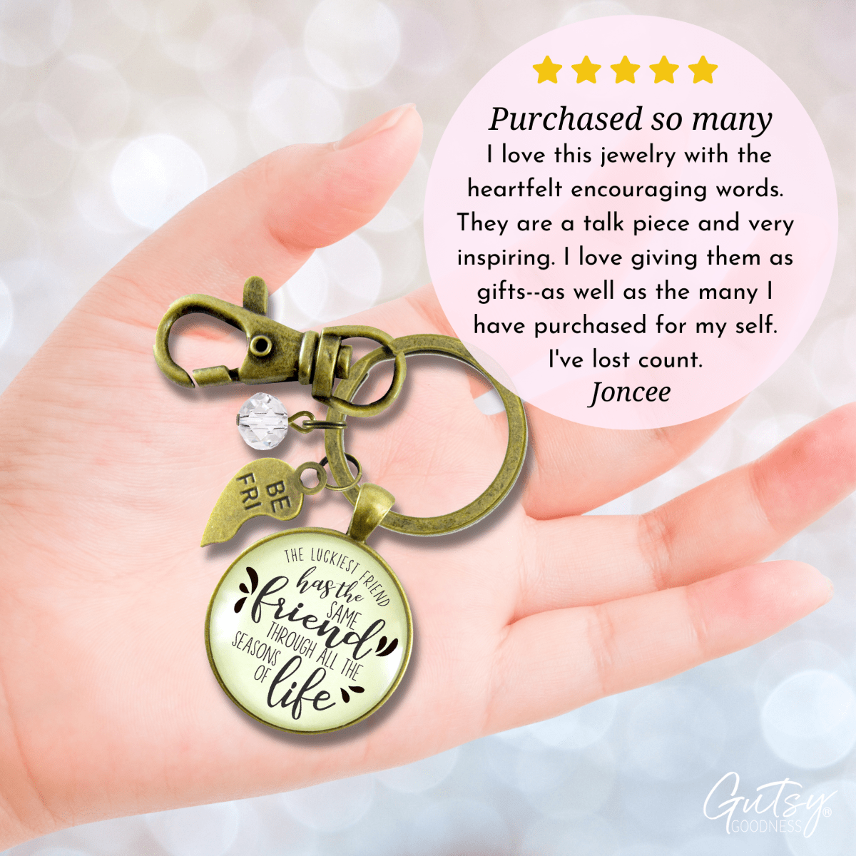 Best Friends Keychains Set of 2 The Luckiest Has Same Seasons of Life Jewelry - Gutsy Goodness
