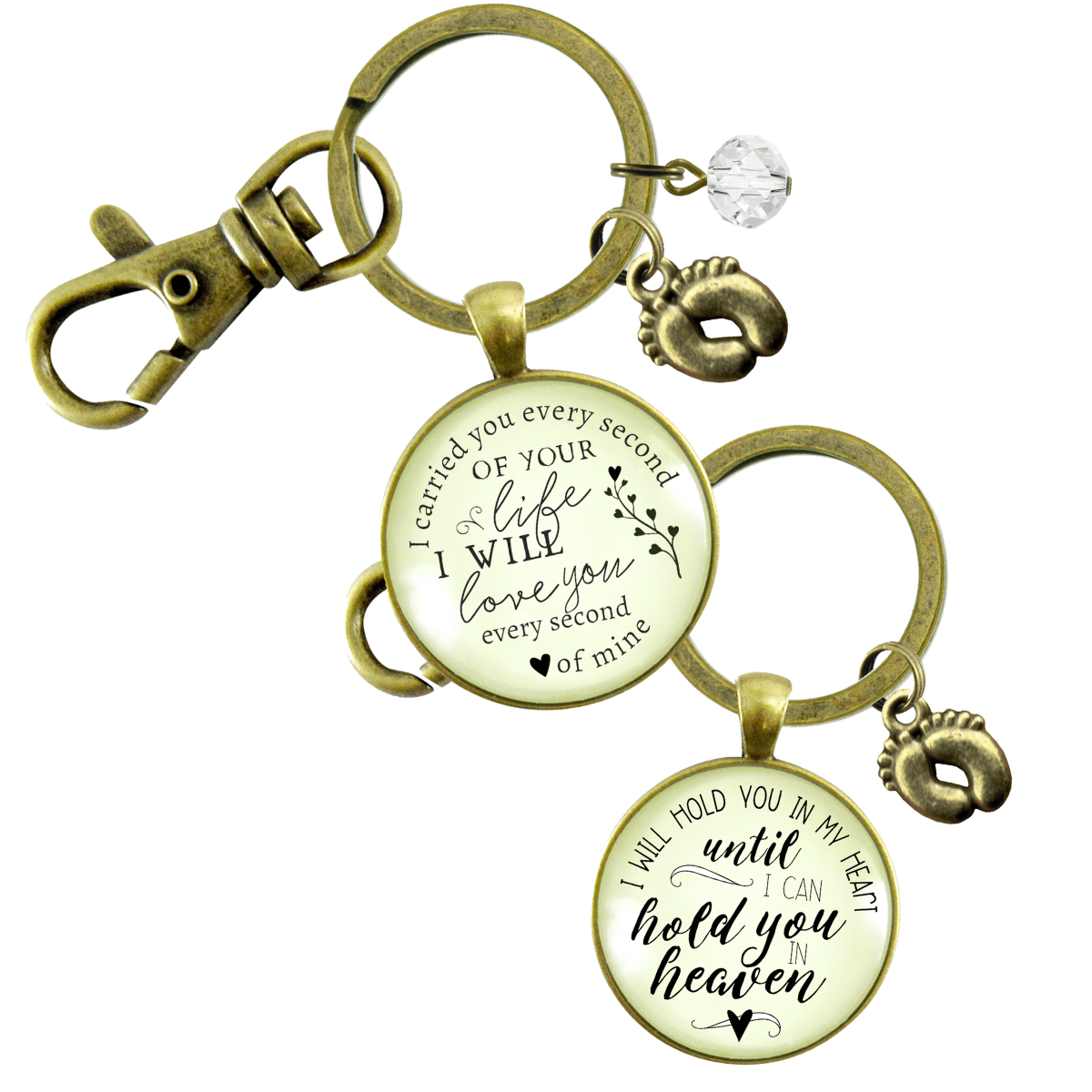 Baby Loss Miscarriage Set of 2 Keychains For Mom & Dad Carried You Hold You Memorial - Gutsy Goodness