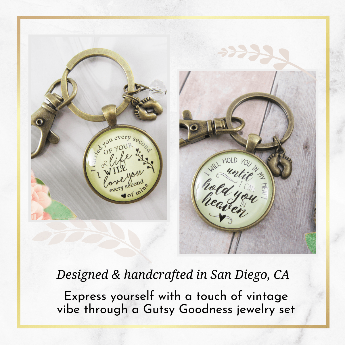 Baby Loss Miscarriage Set of 2 Keychains For Mom & Dad Carried You Hold You Memorial - Gutsy Goodness