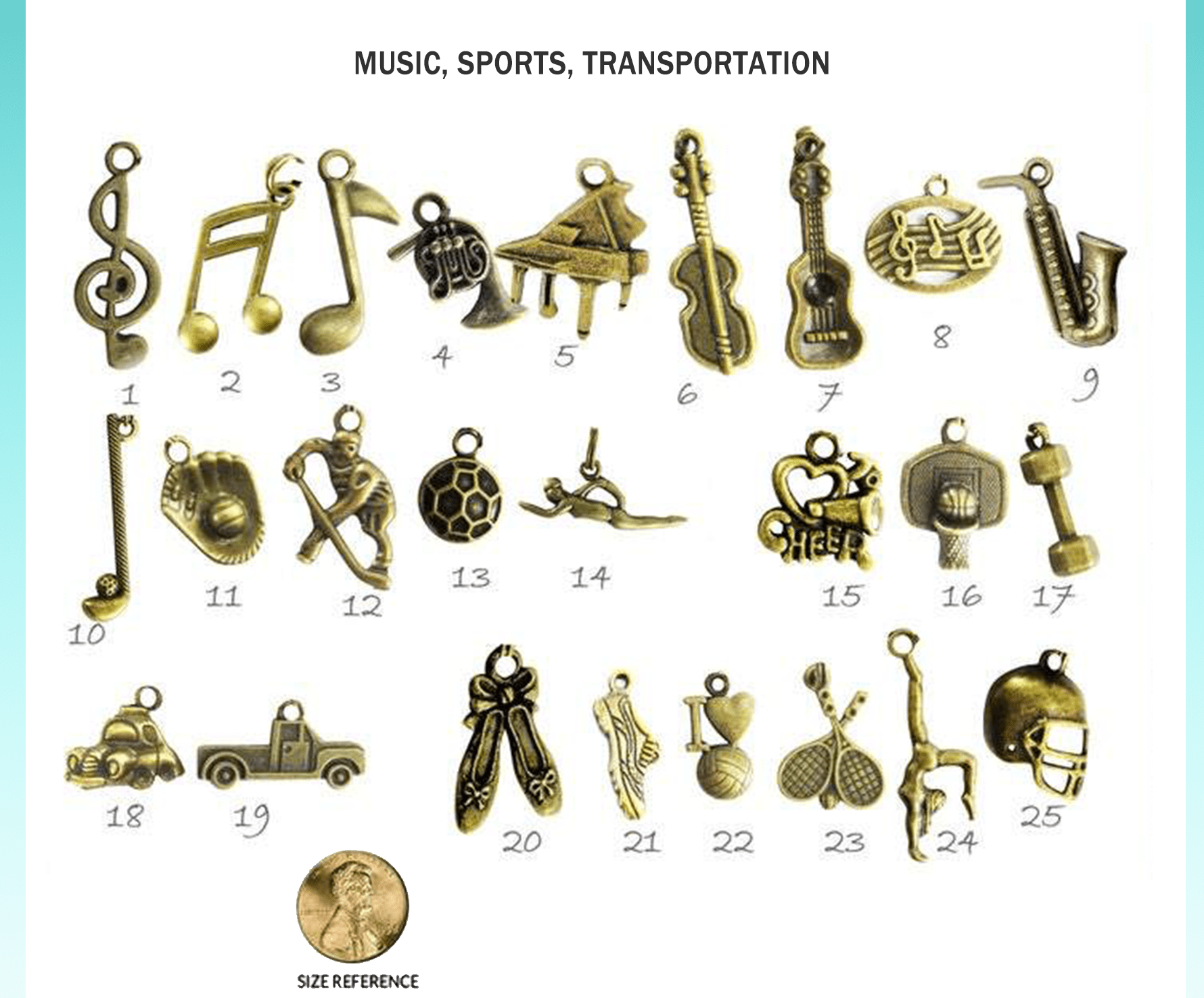 Music, Sports Charms For Gutsy Goodness Jewelry - Gutsy Goodness