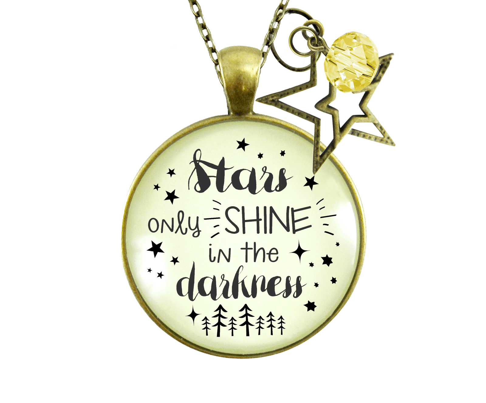 Gutsy Goodness Stars Only Shine Darkness Necklace Inspirational Life Jewelry Gift - Gutsy Goodness