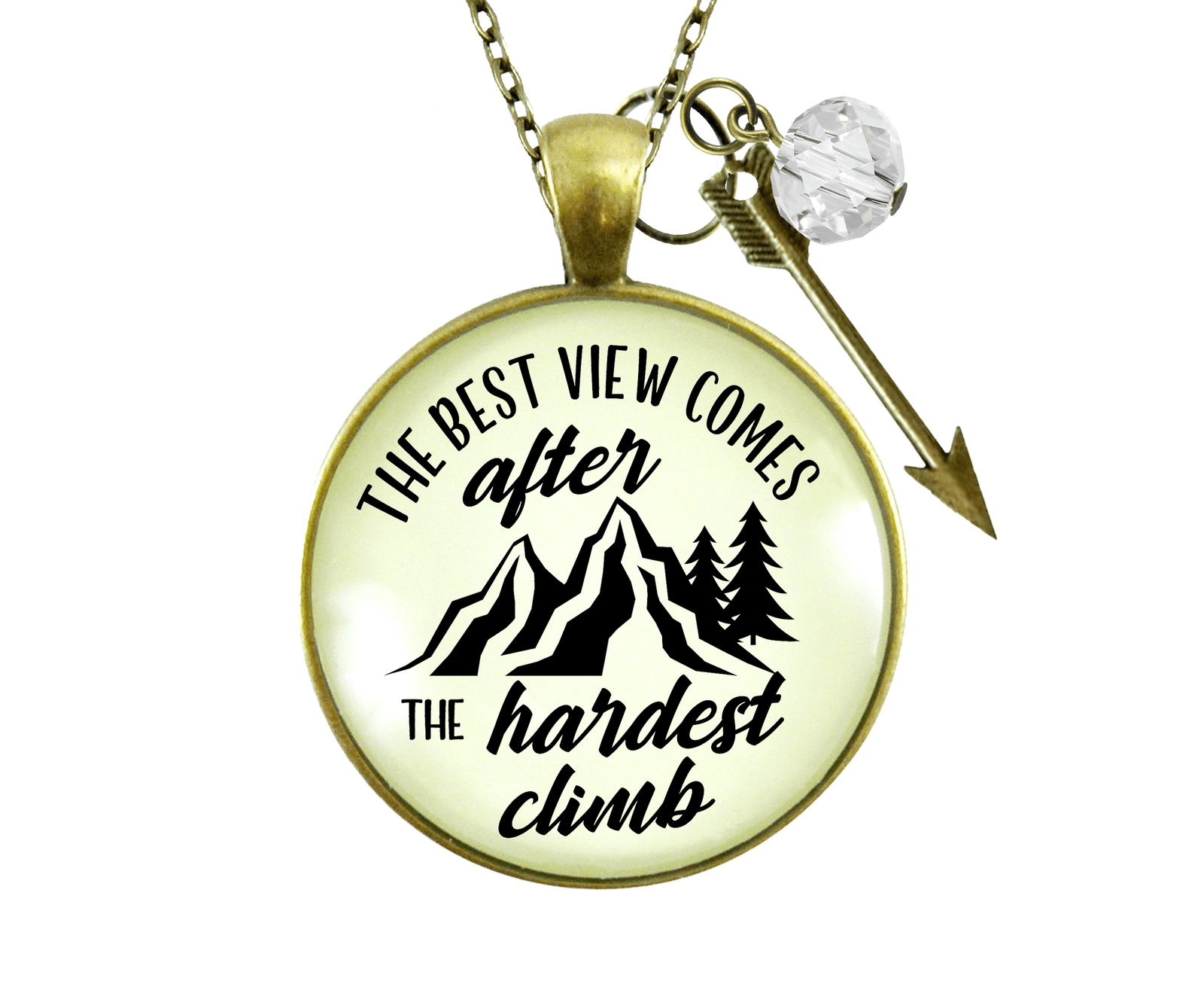 Gutsy Goodness Motivational Necklace Best View After Hardest Climb Jewelry - Gutsy Goodness