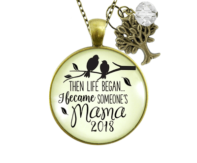 New Mom Necklace Then Life Began Mama 2022, 2021, etc Meaningful Mom Jewelry Gift - Gutsy Goodness