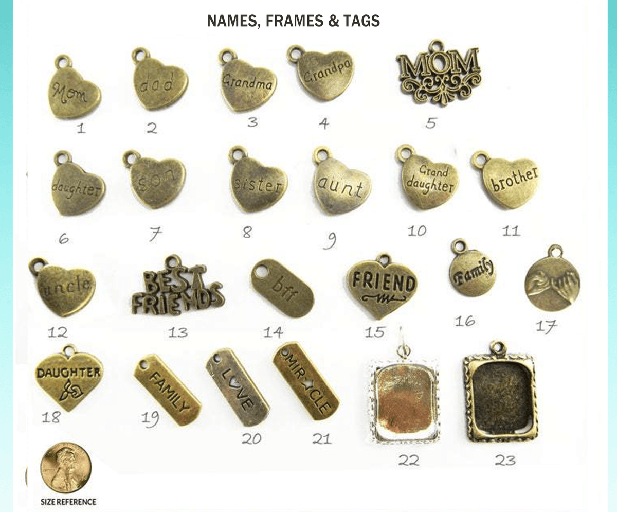 Names, Tags Charms For Gutsy Goodness Jewelry - Gutsy Goodness