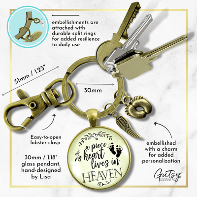 Baby Loss Memorial Set Mom Necklace & Dad Keychain A Piece Of My Heart in Heaven Miscarriage - Gutsy Goodness